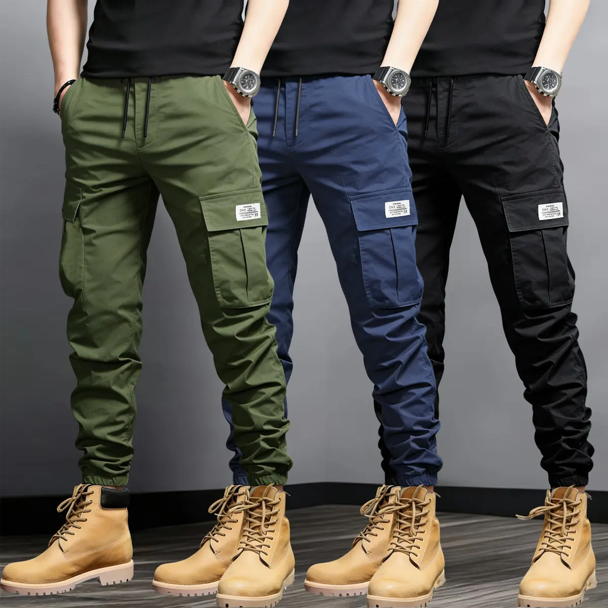 Army Green + Dark Blue + Black