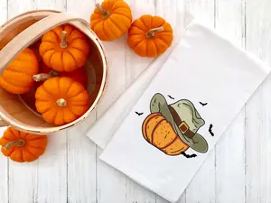 Pumpkin Cowboy Hat Western Halloween Hand Towel Flour Sack Kitchen Tea Towels Fall October Home Decor Party Decorations for Women Men