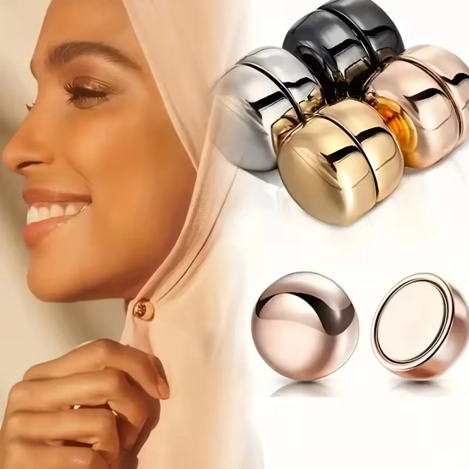 Magnetic Hijab Pin, 2/8 Pairs Strong Magnetic Buttons, Modern Magnet Hijab Pins for Woman Muslim Modesty Hijab Pin Clothes, Shawl Clips Undercap Collar Stay Scarf