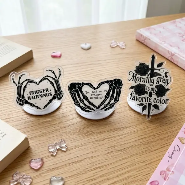 Trigger Warnings Skeleton Hands MagSafe Phone Grip, Aesthetic Bookish Griptok, Spicy Reader Phone Stand, BookTok Must-Have Accessory, Unique Gift for Book Lovers