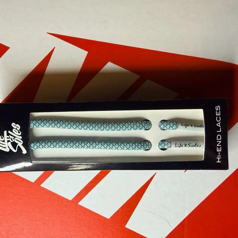 Custom Teal and Grey Round Shoelaces
