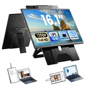 Laptop Screen Extender 16.1 Inch(It's Not a Computer), 1200P HFD, Adjustable Laptop Extended Screen with 360° Rotation Stand, Plug and Play for 13-17.5 Inch Laptops, Desktops, Tablets and Smartphones