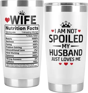 Wife Gifts from Husband - 20 Oz Tumbler Cup, 'I Am Not Spoiled, My Husband Just Loves Me' - Perfect for Anniversary, Birthday, or Mother's Day tumbler drinkware Flasks Coffee