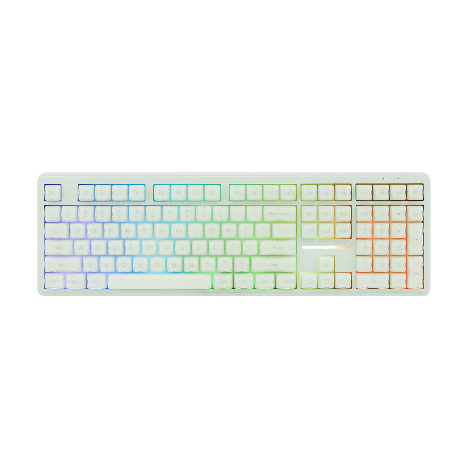 MechLands M108 100% Full Size Keyboard with Numpad, Creamy Membrane Keyboard, 3 Modes Wireless, 5000mAh Battery, PBT Keycaps, RGB Backlight, 26-Key Rollover for Win/Mac, PC Game/Office