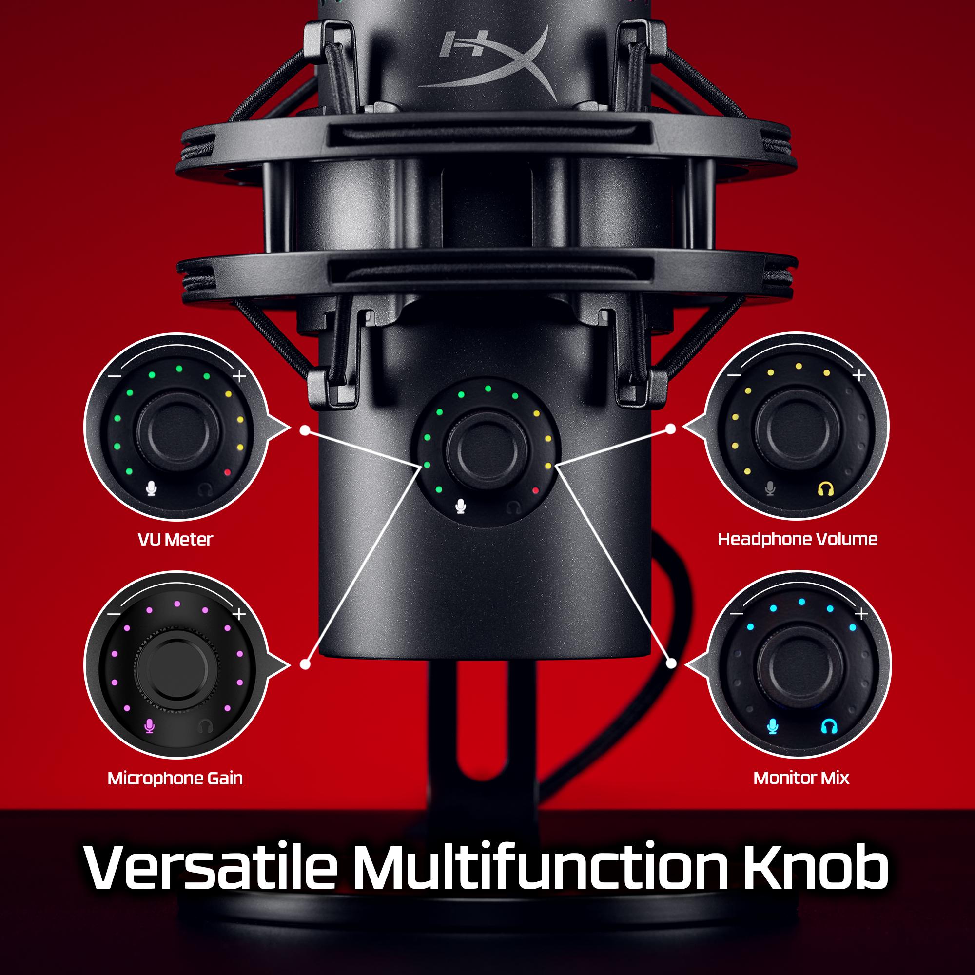 HyperX QuadCast 2 S USB Microphone with RGB Lighting, Tap-to-Mute Sensor, and Multifunction Knob for Enhanced Gaming Experience