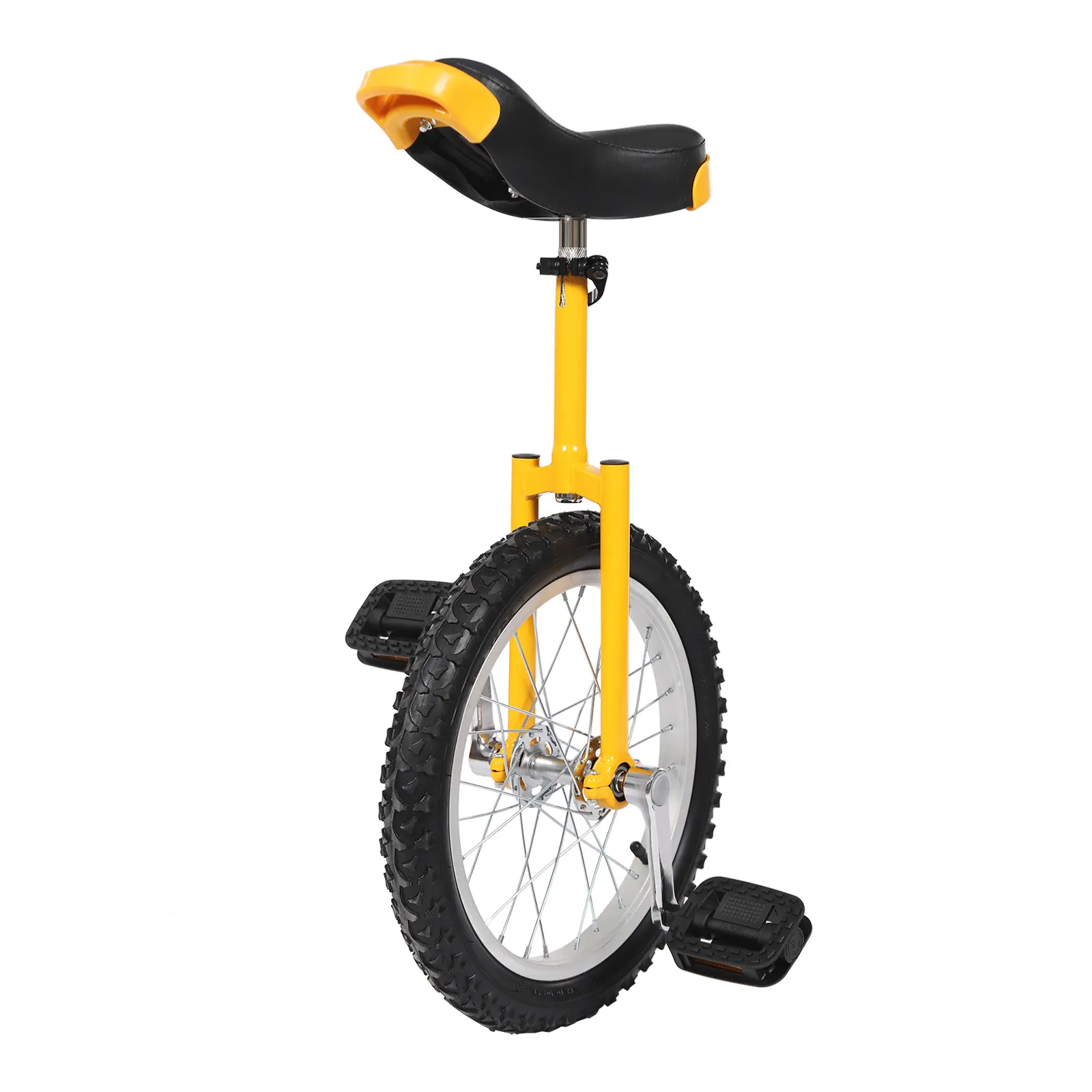 Wheel Unicycle with Steel Rim Skid-Proof Tire Adjustable Seat Sports Exercise Bicycle for Daily Fitness Outdoor Wheeled Unicycle, Height Adjustable Unicycle, Unicycle, Interesting Chrome-Plated Unicycle with 16-inch Wheels