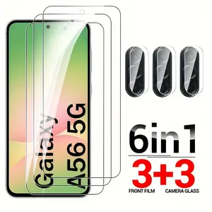 [3+3] 6in 1 6pcs 9H Tempered Glass for Samsung Galaxy A13 A26 A36 A56 5G 2025 Camera Lens Screen Protector A17 A07 A16 A26 A36 4G A 56 56A SM-A566B/DS 6.7"