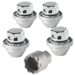 Ford F-150 2015-2026 Wheel Locks Lug nuts Kit M14 X 1.5 Thread Size Set of 4 High-Security Nuts & 1 Unique Key Farad GalaxyLock DCH7/M Chromed