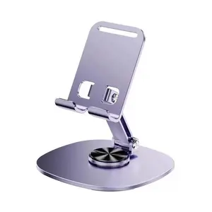 Rotatable 360° Metal Phone Stand, Adjustable Folding Portable Holder for iOS and Android, Ideal for Office, Video Calls, Online Classes, TV Streaming