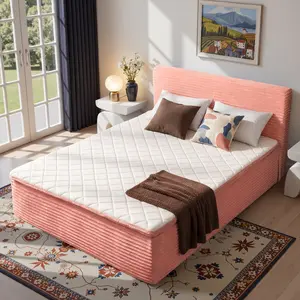 CAODOC All-in-One Boneless Bed Queen Full Twin Size, 16 Inch Hybrid Mattress Bed with Memory Foam & Pocket Springs, Medium Firm Support, No Bed Frame Needed, Cooling Breathable Bed in a Box