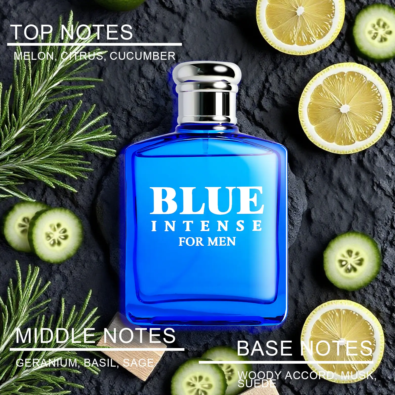 Men's 100ML Aquatic Fresh Cologne - Aromatic Citrusy, Masculine Scent with Crisp Melon, Zesty Citrus, Herbal Musk Accord, Long-Lasting Daily Wear Cologne (Fragrances and Perfumes, Citrusy Musky Scent), Fragrances Perfumes, Masculine Blend Fragrance