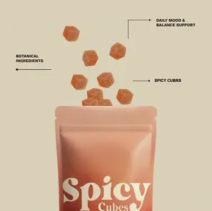 Spicy chewy candy -Spicy Cubes Gummies -60 Gummies - Maca Root Extract,L-Theanine,Caffeine & Ginger No Live Cultures