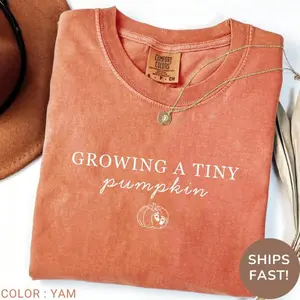 Comfort Colors Halloween Pregnancy Announcement T-Shirt, Fall Halloween Maternity, Thanksgiving Pregnancy Reveal Shirt, Autumn Pumpkin Graphic Tees
