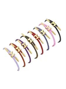 Adjustable Stainless Steel Cord Bracelet with Buckle Clasp, Durable Hard Rope Hand Jewelry Accessory, Stylish Unisex Fashion Item