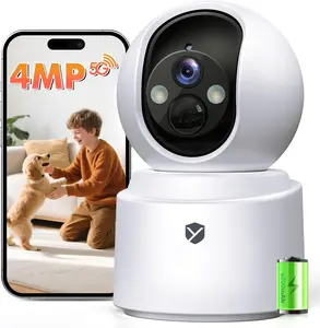 4K Battery Powered Camera Wireless - 360° Indoor Camera Security No Wire, No subscription Rechargeable, Color Night Vision, 5G WiFi Camera & Alexa for Full Home Coverage