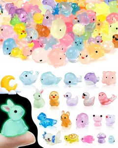 FIVEIZERO 100PCS Luminous mini Resin Animals Bulk - 20 Styles Glow in The Dark Plastic Tiny Animals Figures for Dollhouse, Fairy Garden, Aquarium, Party Favors & DIY Craft Decor