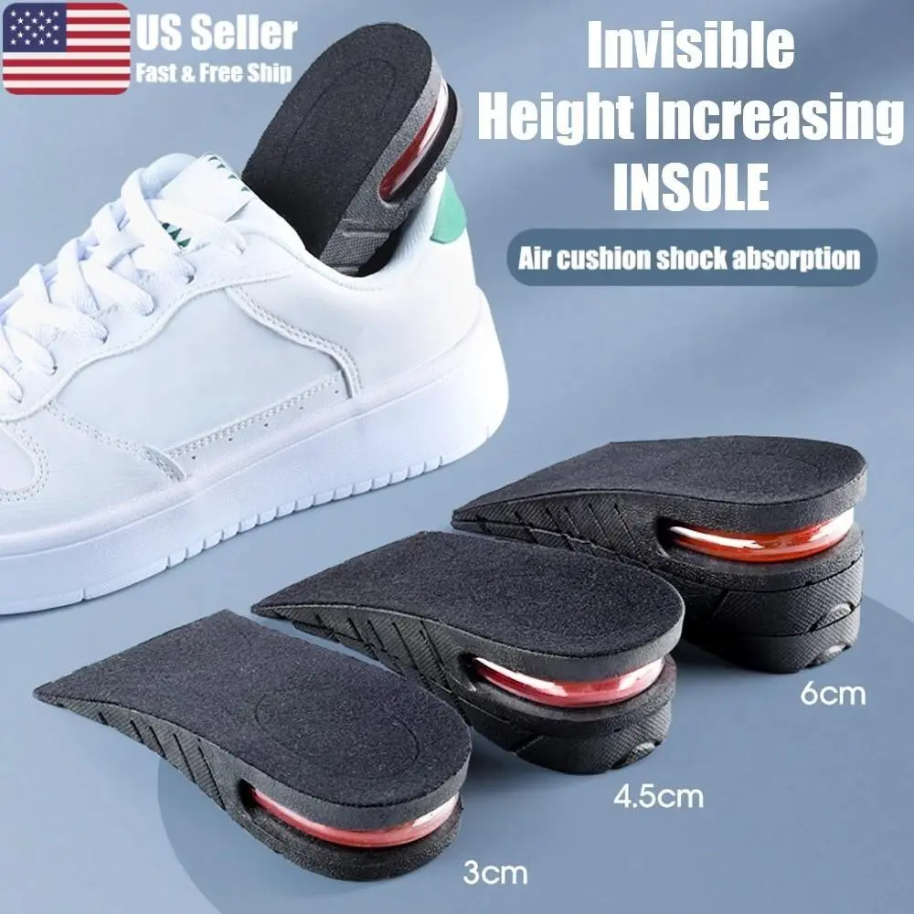 Unisex Natural Height Boosters Insoles - Adjustable PVC Heel Lift Inserts, Heel Cushion, 1-Size-Fits-All US Size Shoe Accessories
