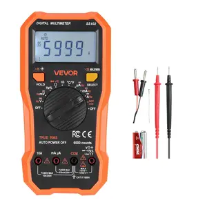 VEVOR SS102 Digital Multimeter, 6000-Count TRMS DC/AC Voltmeter Current Tester with NCV Function & Plastic Body, Professional Hand Tool for Key Electrical Tests Including Live Wires (SS102 Model)