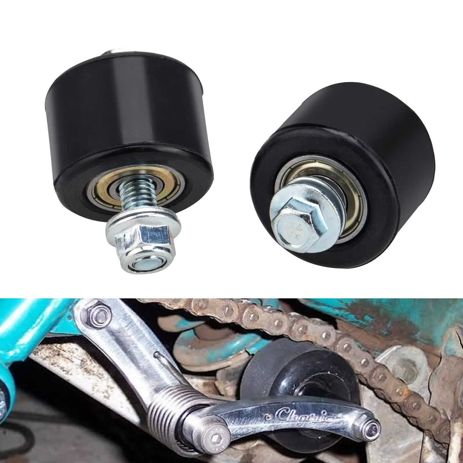 3Mirrors Double Bearing Upper & Lower Chain Roller Kit, Direct Fit OEM Replacement Off-Road Chain Guide Roller Set for Yamaha Warrior YFM350 Raptor 350 ATV Swingarm