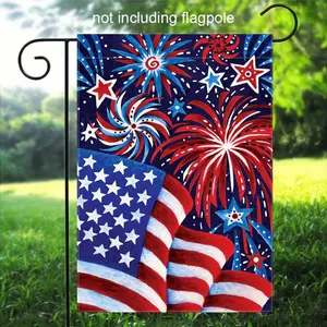 1 piece, US 250th anniversary flag,Fireworks Star Garden Flag, 12x18 Inch Double-sided Polyester Flag, Pole Not Included, Patriotic Home Decoration, Outdoor Garden Ornament