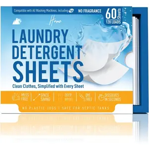 Free and Clear Laundry Detergent Sheets - 120 Loads Unscents -Free, Paraben-Free, Plastic-Free, Compact, Liquidless for  Washing Machines, Travel &