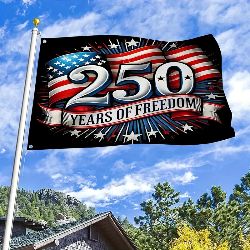 1pc 250th Anniversary of Freedom American 250th Anniversary Premium Polyester Flag | Reinforced Metal Ring, Sizes 3x5 Feet to 4x6 Feet, Suitable for Garden Home and Patriotic Display