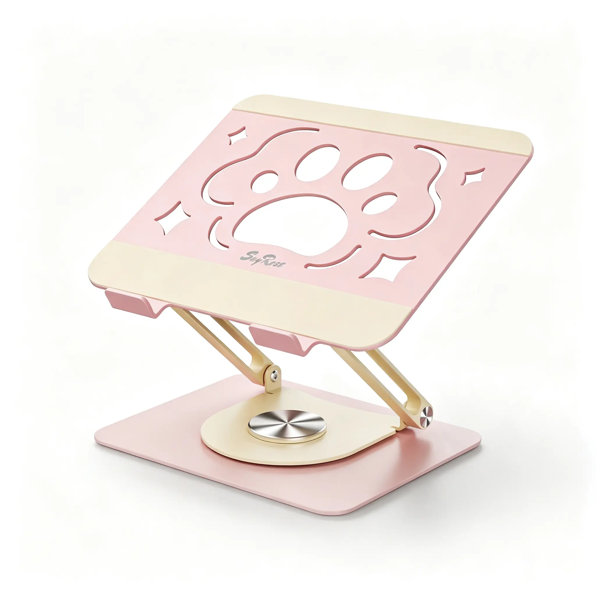 SayRose 360° Rotating Laptop Stand, AdjustableFoldable Aluminum Laptop Stand, 2-in-1Multifunctional Laptop & Mobile Stand for GamingLaptop, MacBook, iPad, Tablet, Pink