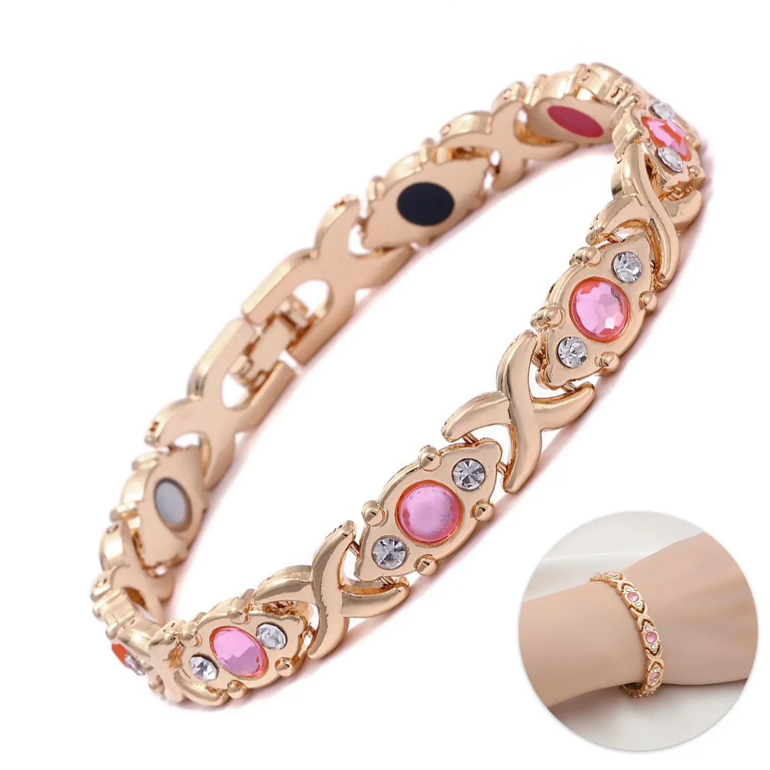 Adjustable Fit Bangle Bracelet for Women and Men, Elegant Eco Alloy with Diamond Detail, Lightweight Energy Magnet Costume Jewelry, Elegant Bangle Bracelet, Unisex, Engagement, Bangles