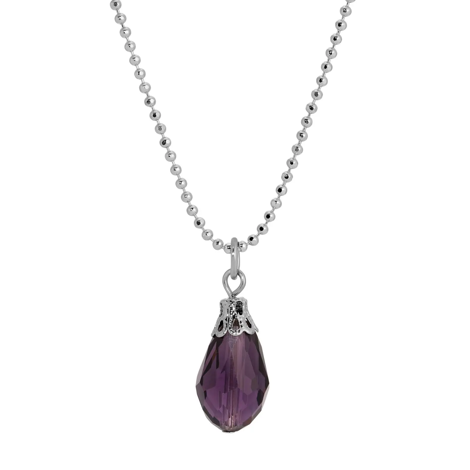 1928 Jewelry Tanzanite Purple Teardrop Crystal Pendant Necklace 16"