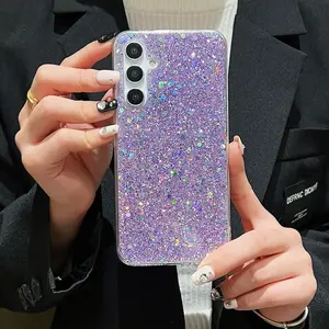 For Samsung A17 A37 A57 A36 A56 A16 A15 A55 A35 A25 A05s A14 A34 A54 A52 A53 A52s A50 A51 A50s A33 A73 5G Bling Glitter Protective Phone Case Shiny Sequins Soft Silicone Cover