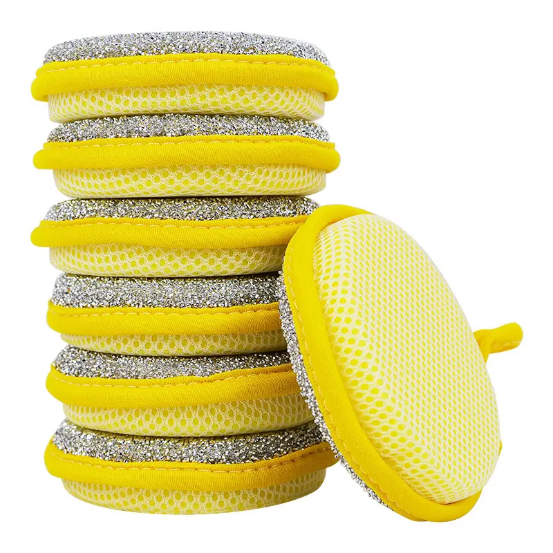 Round Sponge Scrubber, Kitchen Dish Cleaning Sponge, Non-Stick Oil Scrub Pad for Stove Cooktop, Double-Sided Soft Cleaning Sponge for Grease Stain Removal – For Home Kitchen Daily Use