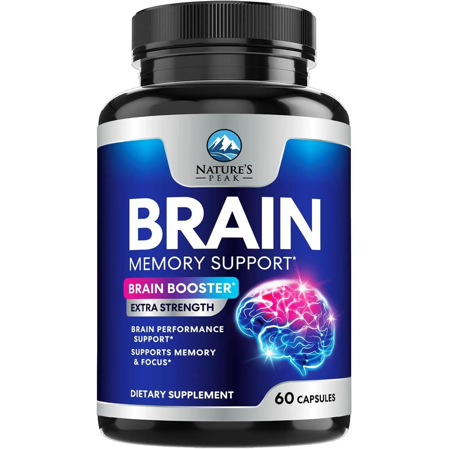 Brain Memory Supplement Pills - 3X Strength Nootropics for Concentration, Clarity & Focus Support - Brain Health Cognitive Vitamins B6 B12 with Folate & Phosphatidylserine, Brain Booster, 60 Capsules
