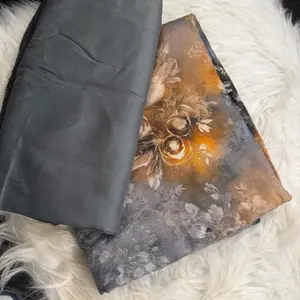 Gray Cotton Somali Baatik Two-Piece Set Normal Size Traditional Fabric