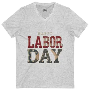 Labor Day V-Neck Tee, Unisex Short Sleeve Shirt, Patriotic Tee, USA Flag T-Shirt, Graphic V-Neck Top, Independence Day Apparel Casual Cotton Stylish Love