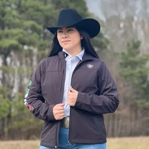 ARIAT Women's Black TEAM MEXICO Jacket - 1428, Long Sleeve, Fitted, All Seasons, Casual Outerwear with Embroidered Logo