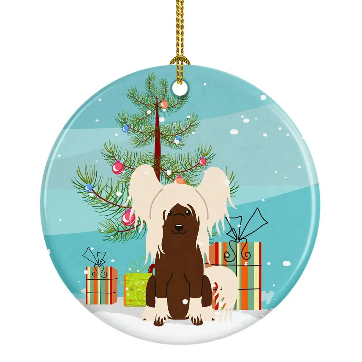 Cream Porcelain Chinese Crested Christmas Tree Ornament, Paintable Festive Home Decoration, Ideal Holiday Gift
