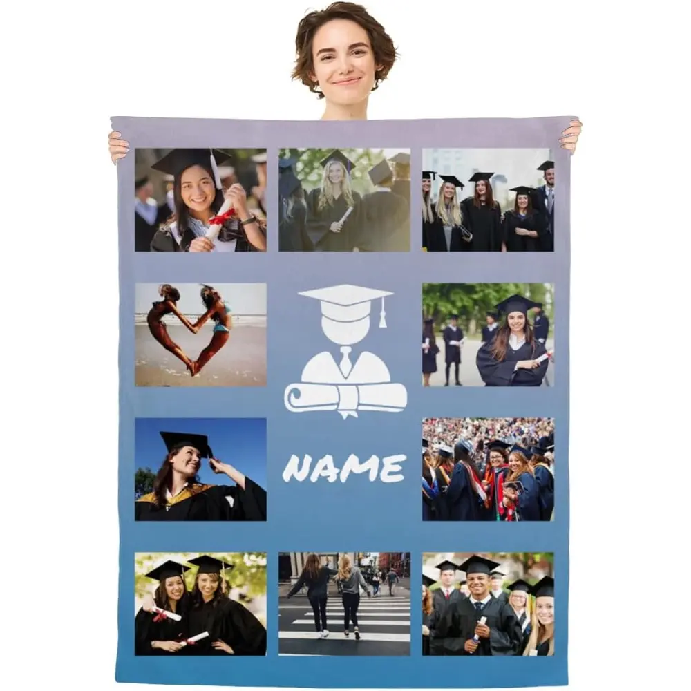 Custom Graduation Blanket with Photo Class of 2025 Graduate Personalized Name Blankets Customized Graduation Gifts 6