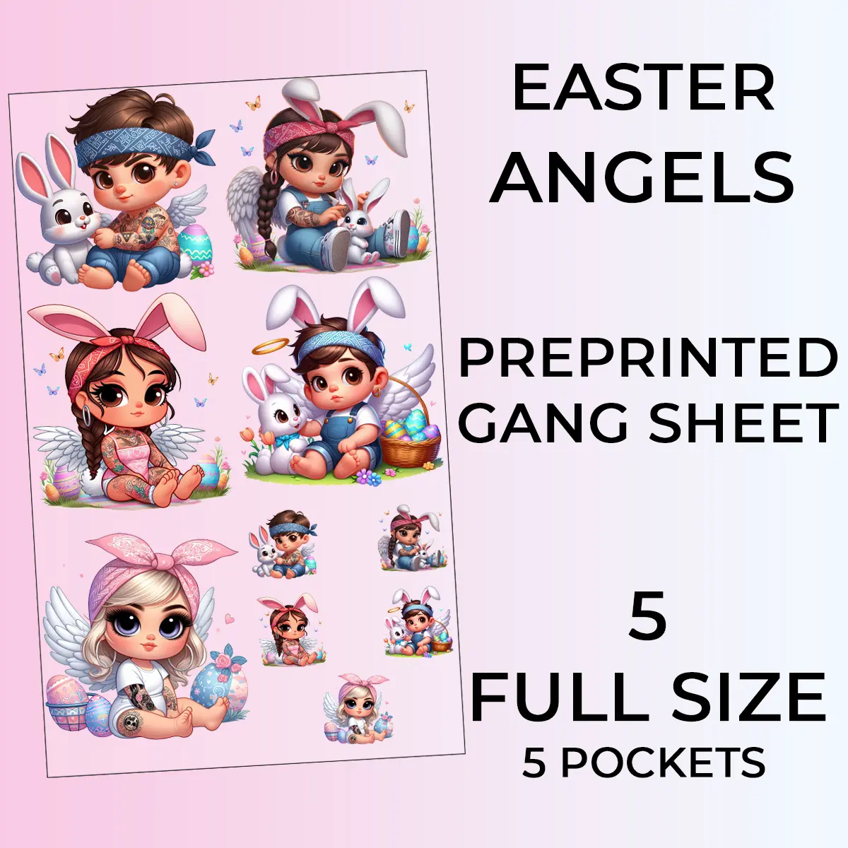 Ready to Press Easter Angels DTF or Sublimation GangSheets