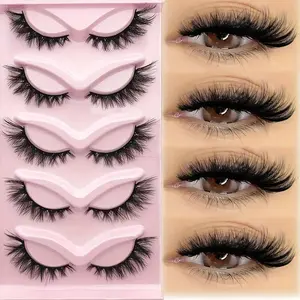 Cat Eye Lashes, 5 Pairs 20mm Eye End Lengthening Natural Lashes, Natural Cross Faux Cluster Lashes, False Eyelashes