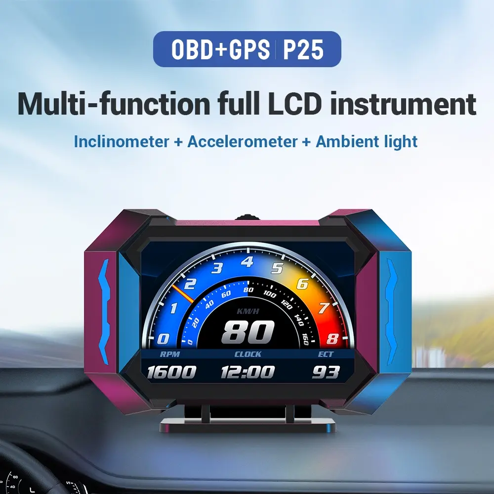 Smart Obd2 GPS Diagnostic Tool, Automotive Scan Tool, Multi-Functional 3.5 Inch LCD Display, Speed Warning, Voltage Low Alarm, Fits Trucks & Off-Road Vehicles