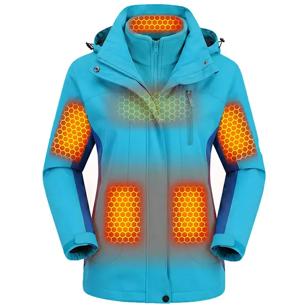 Wulcea 3-in-1 Graphene Heated Jacket For Women 12V 18400mAh Fast Charge With Large Capacity