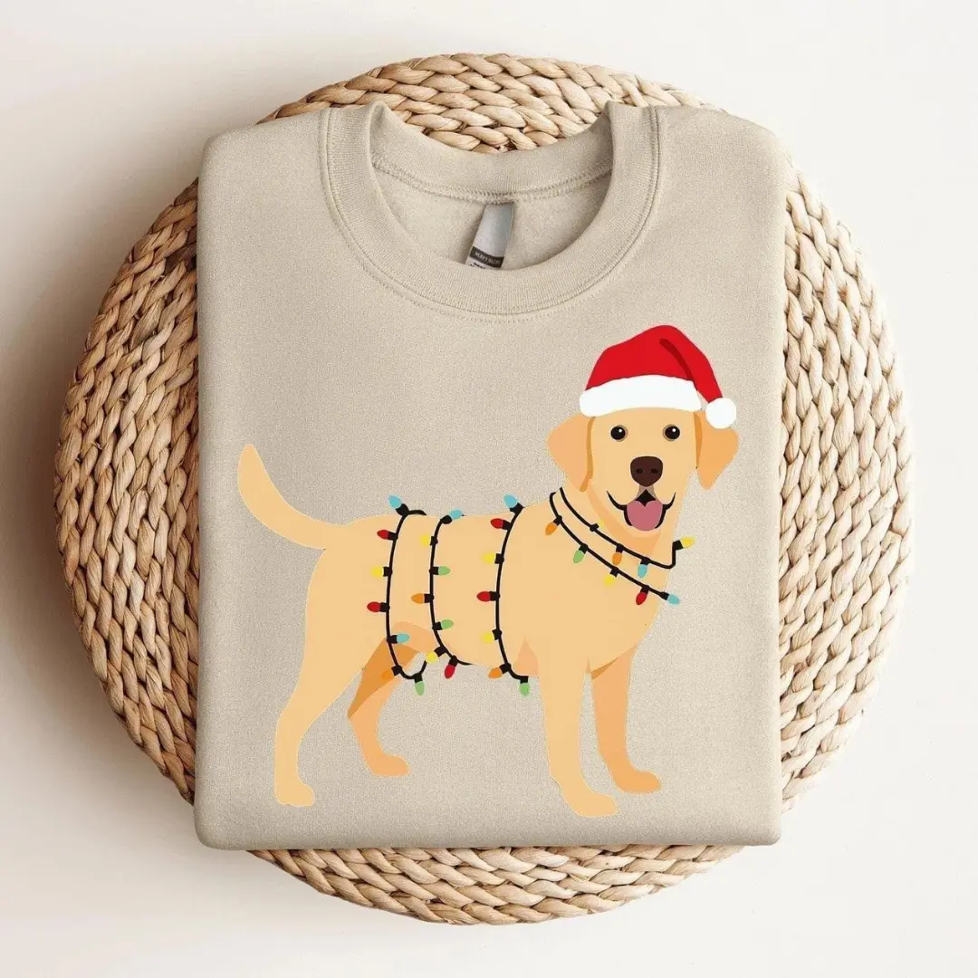 Christmas Yellow Labrador Sweatshirt, Holiday Lab Dog Lover Sweater, Holiday Dog Lover Gift | Xmas Lab Dog Sweatshirt