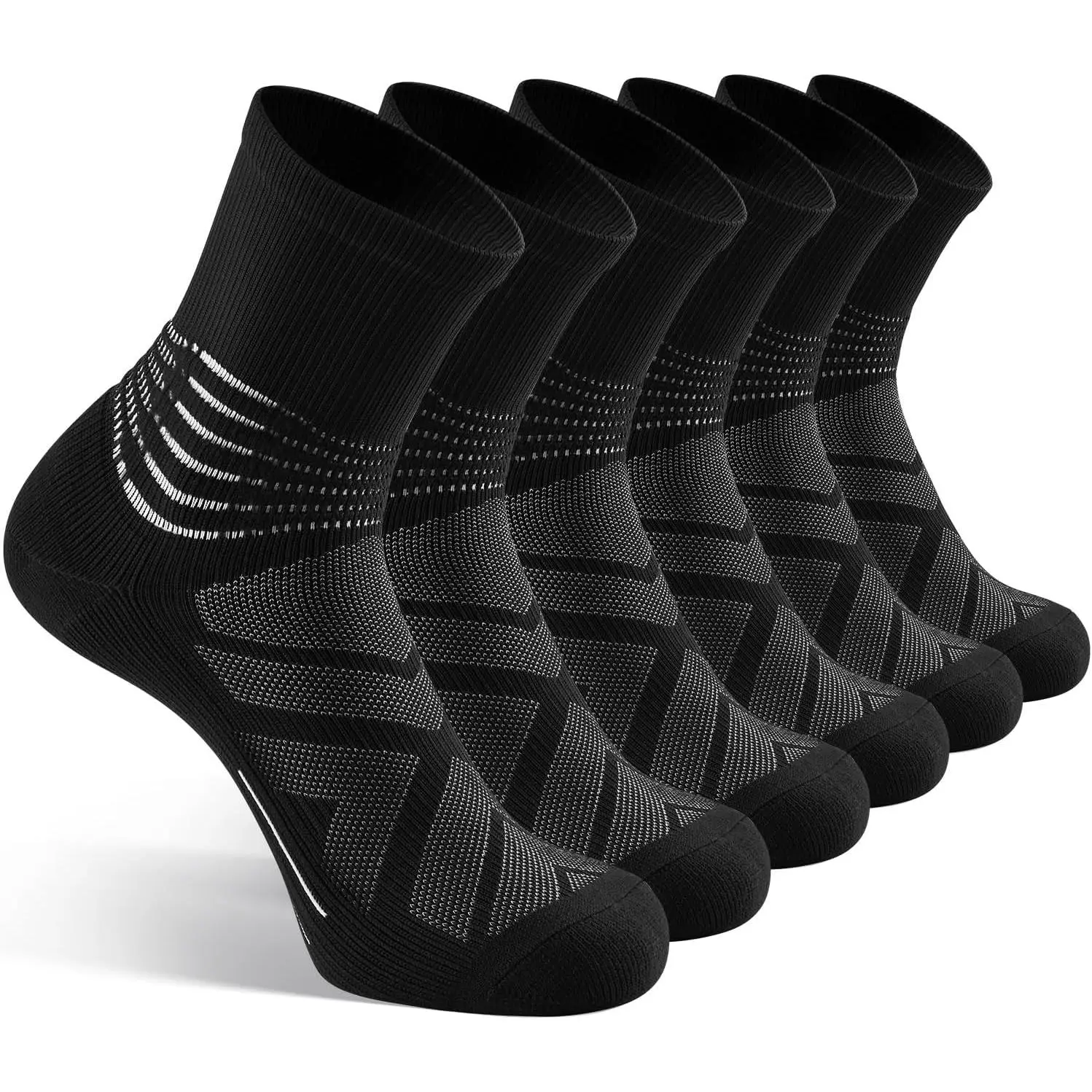 Iramy Coolmax Wicking Compression Athletic Crew Socks (3 Pairs) for Men & Female, Ankle-Arch Support, 6 Targeted Compression Rings, Advanced Mesh Knitting for Plantar Fasciitis Relief, Running, Cycling