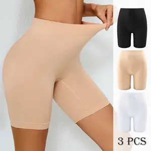 Women's Solid Seamless High Waist Tummy Control Boyshorts-Women's Lingerie & Underwear-Simple Comfy Breathable Stretchy Intimates Panties