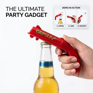 Red Cap Gun Beer Bottle Opener, Fun Launcher Shooter Bottle Opener, Creative Shooting Bottle Cap Gun Opener for Party Games, Bar Events, Outdoor BBQ, Family Gatherings & Drinking Game Activities