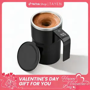 Electric Self-stirring Coffee Mug Magnetic Stirring Cup Rechargeable Automatic Mixing Cup w/LCD Thermometer for Milk/Cocoa at Office/Kitchen/Travel Gift for Women / Men