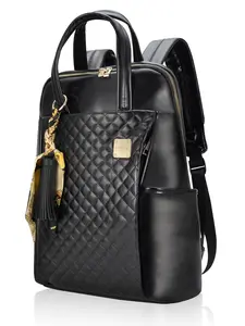 Women's Laptop Backpack, 15.6 Inch Fashion Leather Lightweight Business Travel Outdoor Shoulder Bag, Stylish and Durable, Quilted Bag, Business Computer Bag