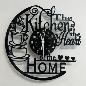 1pc Vinyl Record Wall Clock, Black Glue Record Wall Clock, Silent Clock, for Living Room Bedroom, Room Decor, Home Decor, Kitchen, Office Decor, Bar, Cafe, Coffee Shop Hanging Ornament Wall Clock Wireless