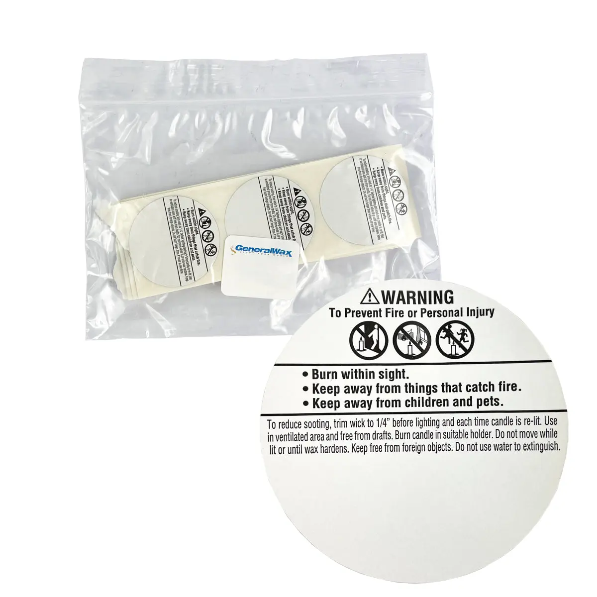 1-1/2" Diameter Candle Warning Label