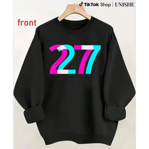 Long Sleeve Sweatshirt #27 Sports Varsity Style for Fans